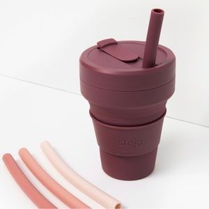 New Stojo Collapsable cup with straws. Great for travel & the environment.